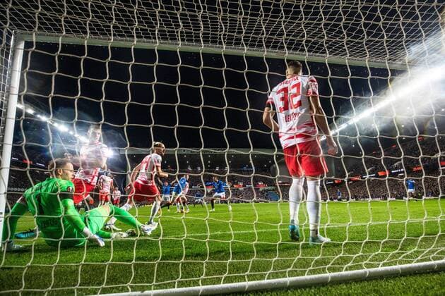 Mandatory Credit: Photo by Kirk O Rourke Rangers FC Shutterstock (12926021fr) John Lundstram of Rangers celebrates his goal during the Europa League Semi Final match against RB Leipzig at Ibrox Stadium, Glasgow. Rangers v RB Leipzig, UEFA Europa League, Semi Final, Second Leg, Football, Ibrox Stadium, Glasgow, UK - 05 May 2022 EDITORIAL USE ONLY No use with unauthorised audio, video, data, fixture lists, club league logos or live services. Online in-match use limited to 120 images, no video emulation. No use in betting, games or single club league player publications. Rangers v RB Leipzig, UEFA Europa League, Semi Final, Second Leg, Football, Ibrox Stadium, Glasgow, UK - 05 May 2022 EDITORIAL USE ONLY No use with unauthorised audio, video, data, fixture lists, club league logos or live services. Online in-match use limited to 120 images, no video emulation. No use in betting, games or single club league player publications.  Copyright: xKirkxO Rourke RangersxFC Shutterstockx 12926021fr