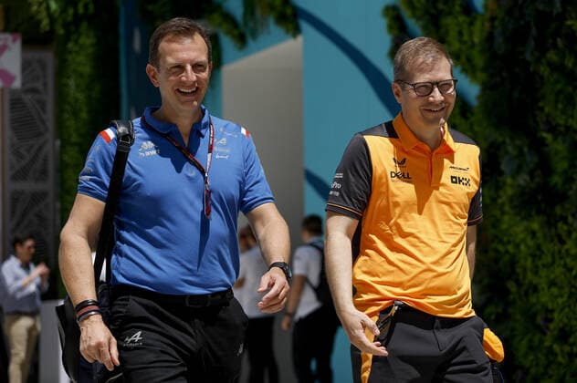 ROSSI Laurent (fra), CEO of Alpine, SEIDL Andreas, Team Principal of McLaren F1 Team, portrait during the Formula 1 Crypto.com Miami Grand Prix 2022, 5th round of the 2022 FIA Formula One World Championship, WM, Weltmeisterschaft on the Miami International Autodrome, from May 6 to 8, 2022 in Miami Gardens, Florida, United States of America - F1 - MIAMI GRAND PRIX 2022 DPPI Panoramic  F12022GP05USA_JK312381