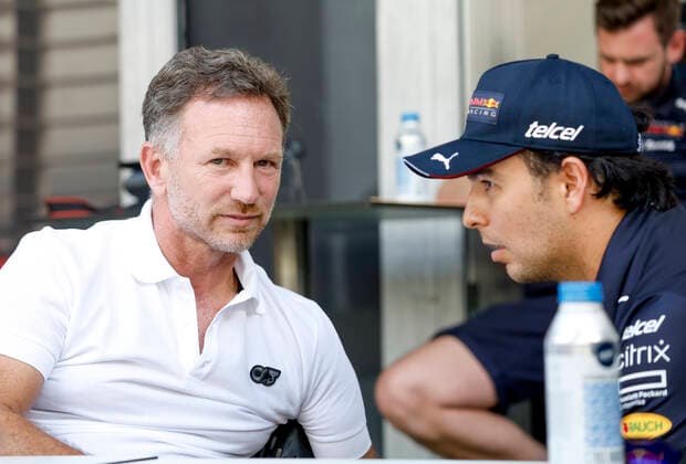 Christian Horner GBR, Oracle Red Bull Racing , 11 Sergio Perez MEX, Oracle Red Bull Racing , F1 Grand Prix of Miami at Miami International Autodrome on May 5, 2022 in Miami, United States of America Photo by HOCH ZWEI Miami United States of America