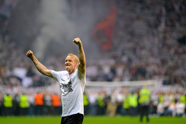 Sebastian Rode Eintracht Frankfurt, 17 after the victory, jubilation joy emotions happy happy Eintracht Frankfurt vs West Ham United, football, Europa League, semifinals, second leg, season 2021 2022, 05 05 2022, Eintracht Frankfurt vs West Ham United, football, Europa League, semifinals, second leg, season 2021 2022, 05 05 2022 Frankfurt am Main Copyright: xEibner-Pressefotox EP_EER