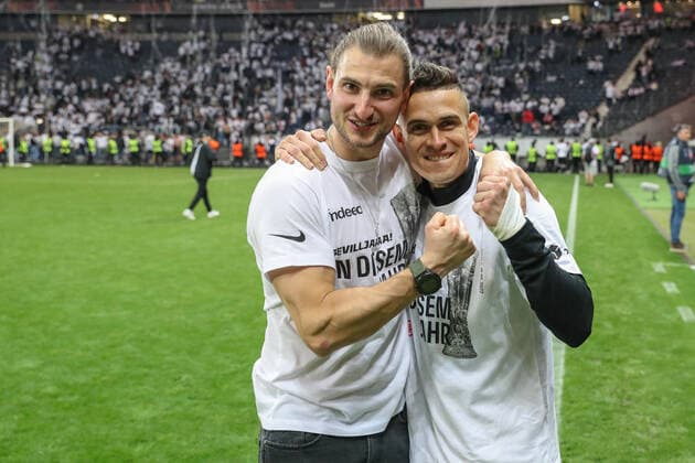 Soccer Europa League semifinal Eintracht Frankfurt West Ham United on 05 05 2022 at Deutsche Bank Park in Frankfurt Rafael Santos Borre Frankfurt 19 happy to enter the final UR
