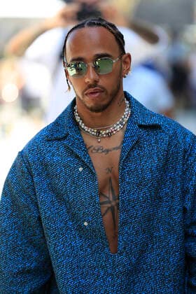 MIAMI GARDENS, FL - MAY 06: Mercedes-AMG Petronas driver Lewis Hamilton (44) of Great Britain enters the paddock before practice for the Crypto.com Miami Grand Prix on May 6, 2022 at the Miami International Autodrome in Miami Gardens, Florida. (Photo by David J. Griffin Icon Sportswire) AUTO: MAY 06 F1 Crypto.com Miami Grand Prix Icon95322050500341