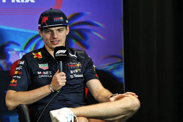 VERSTAPPEN Max (ned), Red Bull Racing RB18, portrait in the FIA press conference, PK, Pressekonferenz during the Formula 1 Crypto.com Miami Grand Prix 2022, 5th round of the 2022 FIA Formula One World Championship, WM, Weltmeisterschaft on the Miami International Autodrome, from May 6 to 8, 2022 in Miami Gardens, Florida, United States of America - F1 - MIAMI GRAND PRIX 2022 DPPI Panoramic  B40X5328