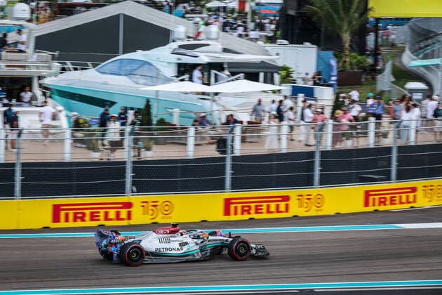 63 RUSSELL George (gbr), Mercedes AMG F1 Team W13, action during the Formula 1 Crypto.com Miami Grand Prix 2022, 5th round of the 2022 FIA Formula One World Championship, WM, Weltmeisterschaft on the Miami International Autodrome, from May 6 to 8, 2022 in Miami Gardens, Florida, United States of America - F1 - MIAMI GRAND PRIX 2022 DPPI Panoramic  G00D6490
