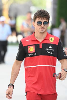 MIAMI GARDENS, FL - MAY 07: Team Ferrari driver Charles Leclerc arrives in the paddock prior to a practice session for the Formula 1 CRYPTO.COM Miami Grand Prix on May 7, 2022 at Miami International Autodrome in Miami Gardens, FL. (Photo by Doug Murray Icon Sportswire)(Photo by Doug Murray Icon Sportswire) AUTO: MAY 07 F1 Crypto.com Miami Grand Prix Icon76220220507004