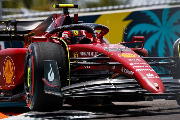 55 SAINZ Carlos (spa), Scuderia Ferrari F1-75, action during the Formula 1 Crypto.com Miami Grand Prix 2022, 5th round of the 2022 FIA Formula One World Championship, WM, Weltmeisterschaft on the Miami International Autodrome, from May 6 to 8, 2022 in Miami Gardens, Florida, United States of America - F1 - MIAMI GRAND PRIX 2022 DPPI Panoramic  00122013__DE_8302.JPG_
