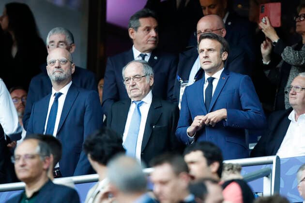 Jean Michel Blanquer - Noel Le Graet - Emmanuel Macron FOOTBALL : Nice Vs Nantes - Coupe de France - Finale - 07 05 2022 MichaelBaucher Panoramic 