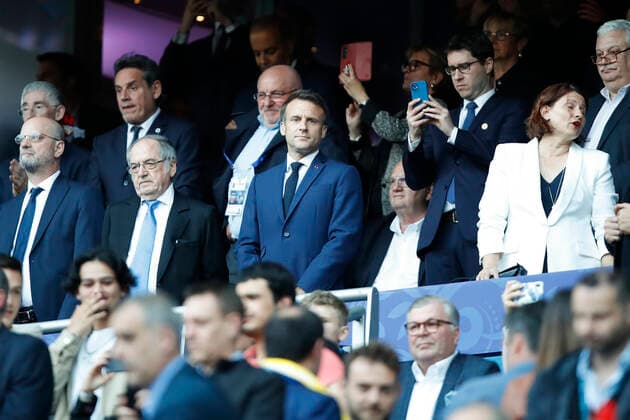 Jean Michel Blanquer - Noel Le Graet - Emmanuel Macron - Roxana Maracineanu FOOTBALL : Nice Vs Nantes - Coupe de France - Finale - 07 05 2022 MichaelBaucher Panoramic 