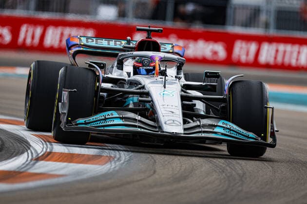 63 RUSSELL George (gbr), Mercedes AMG F1 Team W13, action during the Formula 1 Crypto.com Miami Grand Prix 2022, 5th round of the 2022 FIA Formula One World Championship, WM, Weltmeisterschaft on the Miami International Autodrome, from May 6 to 8, 2022 in Miami Gardens, Florida, United States of America - F1 - MIAMI GRAND PRIX 2022 DPPI Panoramic  00122013__DEL9838.JPG_