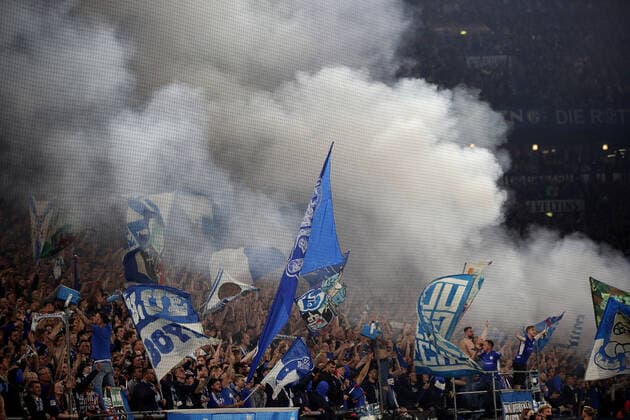 FC Schalke 04 fans at the match of the 2 BL season 2021 22 FC Schalke 04 FC St Pauli Copyright Thomas Pakusch
