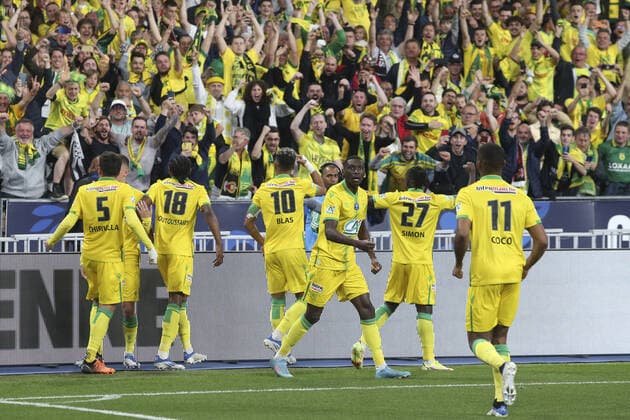 Joie des joueurs de Nantes apres le but de Ludovic Blas (Nantes) FOOTBALL : Nice Vs Nantes - Coupe de France - Finale - 07 05 2022 MichaelBaucher Panoramic 