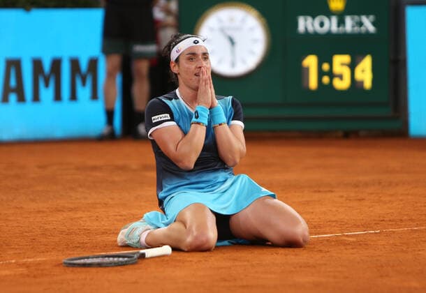 Ons Jabeur of Tunisie during the Mutua Madrid Open 2022 tennis tournament on May 7, 2022 at Caja Magica stadium in Madrid, Spain TENNIS : Mutua Madrid Open Finale Dames 2022 - 07 05 2022 LaurentLairys Panoramic 