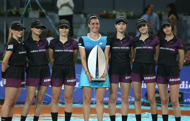 Ons Jabeur of Tunisie during the Mutua Madrid Open 2022 tennis tournament on May 7, 2022 at Caja Magica stadium in Madrid, Spain TENNIS : Mutua Madrid Open Finale Dames 2022 - 07 05 2022 LaurentLairys Panoramic 