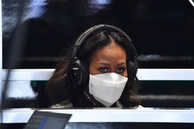 07.05.2022, Miami International Autodrome, Miami, FORMULA 1 CRYPTO.COM MIAMI GRAND PRIX ,im Bild Michelle Obama zu Gast bei Mercedes in der Box.  Copyright: xHasanxBratic AvensImagesx xipa-ax xx 0