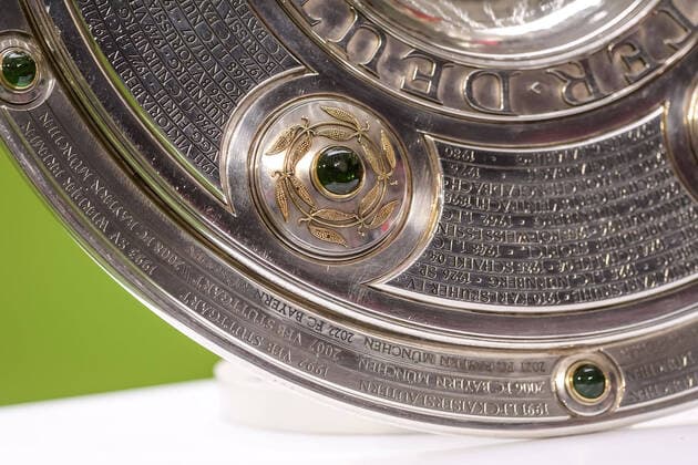 Soccer, 1 Bundesliga, 20220508, FC Bayern Munich VfB Stuttgart In the picture championship cup engraving 2022 FC Bayern Munich Allianz Arena Bayern Germany Copyright: Passion2Press MarkusxFischerx