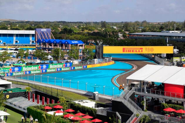 MIAMI GARDENS, FL - MAY 08: A general view of the fan zone areas prior to the Formula 1 CRYPTO.COM Miami Grand Prix on May 8, 2022 at Miami International Autodrome in Miami Gardens, FL.(Photo by Jeff Robinson Icon Sportswire) AUTO: MAY 08 F1 Crypto.com Miami Grand Prix Icon220508781