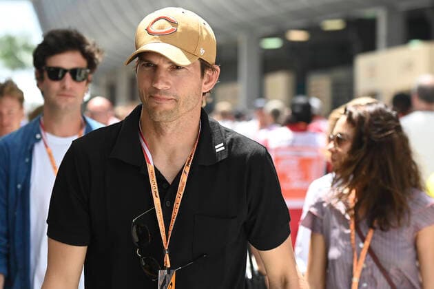 8th May 2022; Miami, Florida, USA; Ashton Kutcher and Mila Kunos (right) tour the paddock with their children prior to the start of the Formula 1 CRYPTO.COM Miami Grand Prix  ActionPlus12388121 DougxMurray Content restricted for UK based newspaper