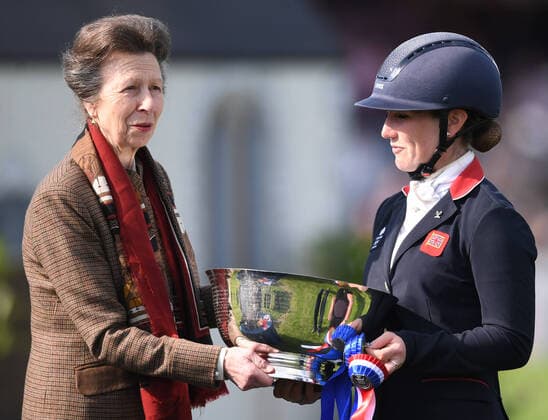 Princess Anne at the award ceremony of the Badminton Horse Trials