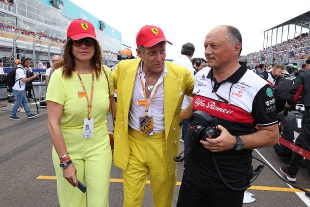 VASSEUR Frederic (fra), Team Principal of Alfa Romeo F1 Team ORLEN, portrait, with Lapo Elkann, starting grid, grille de depart, during the Formula 1 Crypto.com Miami Grand Prix 2022, 5th round of the 2022 FIA Formula One World Championship, WM, Weltmeisterschaft on the Miami International Autodrome, from May 6 to 8, 2022 in Miami Gardens, Florida, United States of America - F1 - MIAMI GRAND PRIX 2022 - RACE DPPI Panoramic  GOOD0088