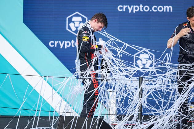 VERSTAPPEN Max (ned), Red Bull Racing RB18, portrait, podium during the Formula 1 Crypto.com Miami Grand Prix 2022, 5th round of the 2022 FIA Formula One World Championship, WM, Weltmeisterschaft on the Miami International Autodrome, from May 6 to 8, 2022 in Miami Gardens, Florida, United States of America - F1 - MIAMI GRAND PRIX 2022 - RACE DPPI Panoramic GOOD1460