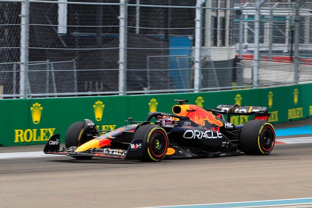 MIAMI GARDENS, FL - MAY 08: Oracle Red Bull Racing Honda driver Max Verstappen (1) of the Netherlands during the first running of the Crypto.com Miami Grand Prix on May 8, 2022 at the Miami International Autodrome in Miami Gardens, Florida. (Photo by David J. Griffin Icon Sportswire) AUTO: MAY 08 F1 Crypto.com Miami Grand Prix Icon95322050807771
