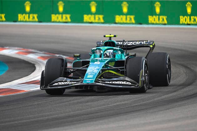 8th May 2022; Miami, Florida, USA; Aston Martin Aramco Cognizant driver Sebastian Vettel during the Formula 1 CRYPTO.COM Miami Grand Prix at Miami Autodrome in Miami Gardens, FL.  ActionPlus12388464 DougxMurray Content restricted for UK based newspaper