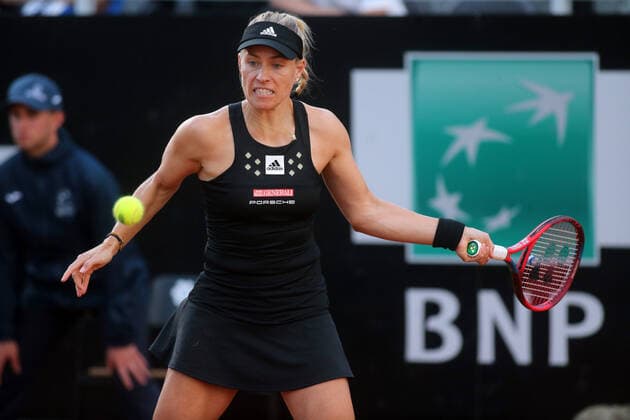 ROME, ITALY - MAY 09: Angelique Kerber of Deutschland plays a forehand against Gauff Coco of USA during their single women round match in the Internazionali BNL D Italia at Foro Italico on May 09, 2022 in Rome, Italy.  Copyright: xMarcoxIacobuccix xipa-agency.netx xMarcoxIacobuccix 0