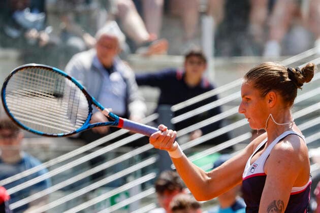 May 11, 2022, ROME, ITALY: Karolina Pliskova of the Czech Republic in action against Jil Teichmann of Switzerland, during their women™s singles second round match at the Italian Open tennis tournament in Rome, Italy, 11 May 2022..ANSA FABIO FRUSTACI Italian Open tennis tournament  - ZUMAa110 20220511_zaf_a110_018 Copyright: xFabioxFrustacix