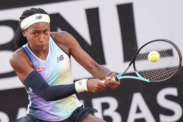 Coco Gauff in action during the Internazionali BNL D Italia 2022 match between Maria Sakkari and Coco Gauff on 12 May 2022 at Foro Italico, Rome. Photo by Giuseppe Maffia. Rome Foro Italico Rome Italy Copyright: xGiuseppexMaffiax SP24-325-098