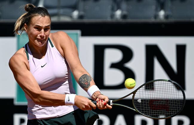 May 13, 2022, ROME: Aryna Sabalenka of Belarus in action during her women s singles quarter final match against Amanda Anisimova of US at the Italian Open tennis tournament in Rome, Italy, 13 May 2022. ANSA ETTORE FERRARI Italian Open tennis tournament  - ZUMAa110 20220513_zaf_a110_002 Copyright: xEttorexFerrarix