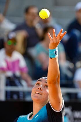 May 13, 2022, ROME, ITALY: Ons Jabeur of Tunisia in action during his women s singles quarter final round match against Maria Sakkari of Greece at the Italian Open tennis tournament in Rome, Italy, 13 May 2022. ROME ITALY - ZUMAa110 20220513_zaf_a110_051 Copyright: xFabioxFrustacix