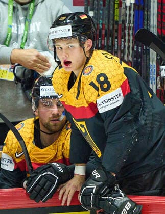 Tim Stützle Nr.18 of Germany bloody mouth in the match GERMANY - CANADA IIHF Ice hockey, Eishockey World Championship, WM, Weltmeisterschaft Group B in Helsinki, Finland, May 13, 2022, Season 2021 2022