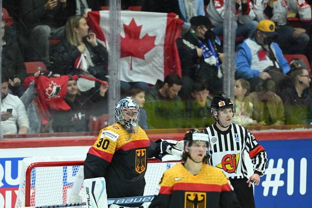 Philipp Grubauer of Germany during the 2022 IIHF Ice hockey, Eishockey World Championship, WM, Weltmeisterschaft group A match between Germany and Canada at the Helsinki Ice Hall on May 13. in Helsinki, Finland. (Jussi Eskola Newspix24)  Copyright: xJussixEskolax NP24_01842227