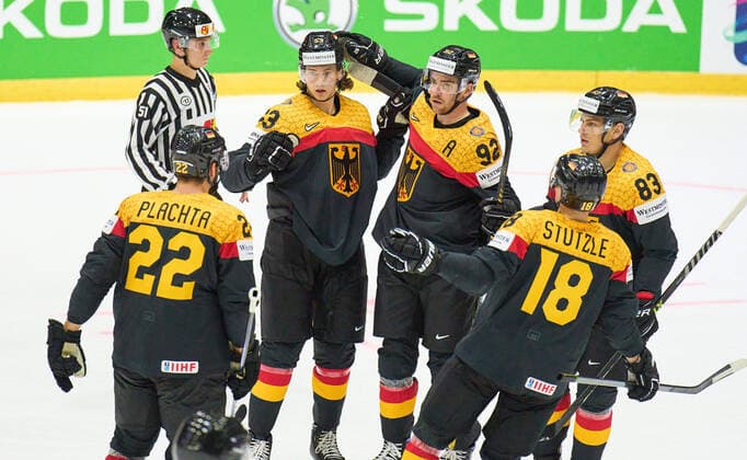 Moritz Seider Nr.53 of Germany Detroit )celebrates his goal, happy, laugh, celebration, 3-5 in the match GERMANY - CANADA IIHF Ice hockey, Eishockey World Championship, WM, Weltmeisterschaft Group B in Helsinki, Finland, May 13, 2022, Season 2021 2022