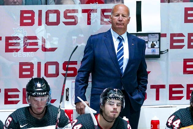 HELSINKI, FINLAND MAY 13 head coach Claude Julien of Canada during the 2022 IIHF Ice Hockey World Championship match between Germany and Canada at Helsinki Ice Hall on May 13, 2022 in Helsinki, Finland Helsinki Ice Hall Uusimaa Finland  Copyright: xJustPictures.ch JarixPestelaccix