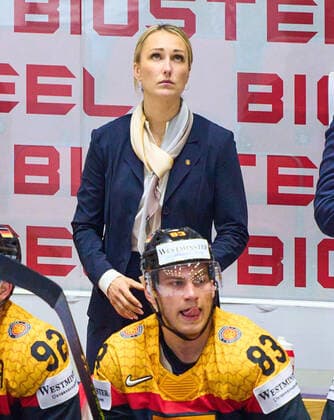 Jessica Campbell, co trainerin, assistent coach of Germany, in the match GERMANY - CANADA 3-5 IIHF Ice hockey, Eishockey World Championship, WM, Weltmeisterschaft Group B in Helsinki, Finland, May 13, 2022, Season 2021 2022