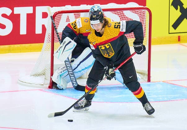Moritz Seider Nr.53 of Germany in the match GERMANY - CANADA 3-5 IIHF Ice hockey, Eishockey World Championship, WM, Weltmeisterschaft Group B in Helsinki, Finland, May 13, 2022, Season 2021 2022