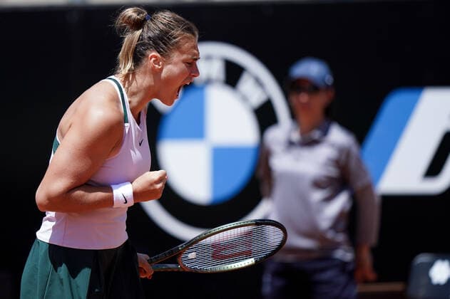 Internazionali BNL D Italia 2022 - Day Seven Aryna Sabalenka celebrates during the Internazionali BNL D Italia 2022 match between Iga Swiatek and Aryna Sabalenka - Day Seven on May 14, 2022 at Foro Italico in Rome, Italy. Rome Roma Italy  Copyright: xGiuseppexMaffiax originalFilename:maffia-internaz220514_npSTR.jpg