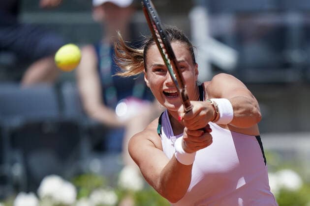 Aryna Sabalenka in action during the Internazionali BNL D Italia match between Iga Swiatek and Aryna Sabalenka on 14 May 2022 at Foro Italico, Rome. Copyright: xGiuseppexMaffiax 31980280