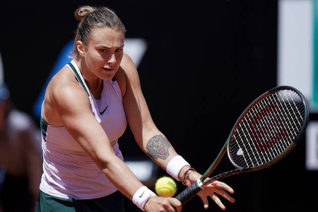 Aryna Sabalenka in action during the Internazionali BNL D Italia match between Iga Swiatek and Aryna Sabalenka on 14 May 2022 at Foro Italico, Rome. Photo by Giuseppe Maffia. Rome Foro Italico Rome Italy Copyright: xGiuseppexMaffiax SP24-325-288