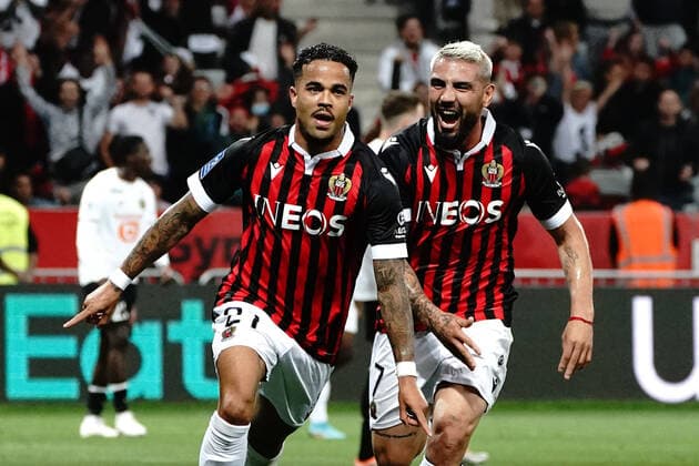 Joie - Justin Kluivert (OGC Nice) - Andy Delort (OGC Nice) FOOTBALL : OGC Nice vs Lille - Ligue 1 Uber Eats - Nice - 14 05 2022 NorbertScanella Panoramic 