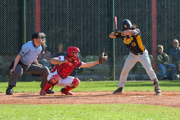 Baseballl I Men I Season 2021 22 I 1 Bundesliga Nord I 11 Matchday I Hamburg Stealers Bonn Capitals I 14 05 2022 Sebastian Koch 55, Hamburg Stealers Daniel Lamb Hunt 15, Bonn Capitals Hamburg Baseballanlage Langenhorst Hamburg Germany Copyright: xLobeca RalfxHomburgx