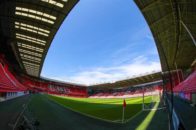 Mandatory Credit: Photo by Ryan Crockett JMP Shutterstock (12939855bo) A general view inside Bramall Lane, home to Sheffield United Sheffield United v Nottingham Forest, UK - 14 May 2022 EDITORIAL USE ONLY No use with unauthorised audio, video, data, fixture lists (outside the EU), club league logos or live services. Online in-match use limited to 45 images (+15 in extra time). No use to emulate moving images. No use in betting, games or single club league player publications services. Sheffield United v Nottingham Forest, UK - 14 May 2022 EDITORIAL USE ONLY No use with unauthorised audio, video, data, fixture lists (outside the EU), club league logos or live services. Online in-match use limited to 45 images (+15 in extra time). No use to emulate moving images. No use in betting, games or Copyright: xRyanxCrockett JMP Shutterstockx 12939855bo