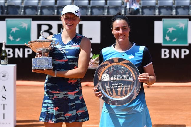 Tennis, WTA, Tennis Damen Rome Tennis Tournament Iga Swiatek (Pol) winner and Ons Jabeur (Tun) second classified during the final WTA Rome Tennis Tournament in Rome, Italy, May 15th, 2022. Imago-Images Emmefoto Copyright: xImago-Images Emmefotox