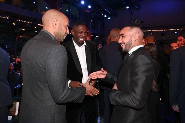 Fußball, Trophees UNFP Verleihung in Paris 10 Dimitri PAYET (om) - Thierry HENRY - Marcus THURAM during the Trophies UNFP ceremony at Pavillon Gabriel on May 15, 2022 in Paris, France. FOOTBALL : Trophees UNFP - Soiree - Paris - 15 05 2022 Pool FEP Panoramic 