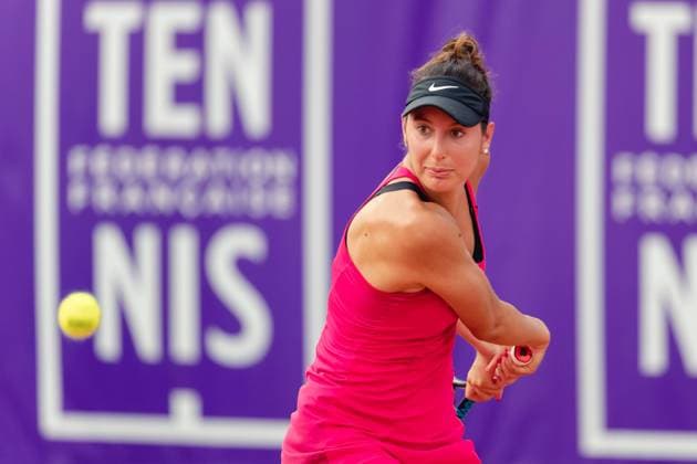 Strasbourg, France, May 16th 2022: Oceane Dodin of France in action during her Round of 32 Singles match of the 2022 Internationaux de Strasbourg against Ana Konjuh of Croatia at the Tennis Club de Strasbourg in Strasbourg, France Dan O Connor SPP 2022 Internationaux de Strasbourg - Round of 32 Singles - Ana Konjuh v Oceane Dodin - Tennis Club de Strasbourg 