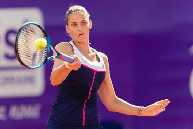 Strasbourg, France, May 16th 2022: Karolina Pliskova of Czech Republic in action during her Round of 32 Singles match of the 2022 Internationaux de Strasbourg against Marta Kostyuk of Ukraine at the Tennis Club de Strasbourg in Strasbourg, France Dan O Connor SPP 2022 Internationaux de Strasbourg - Round of 32 Singles - Karolina Pliskova v Marta Kostyuk - Tennis Club de Strasbourg 