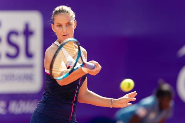 Strasbourg, France, May 16th 2022: Karolina Pliskova of Czech Republic in action during her Round of 32 Singles match of the 2022 Internationaux de Strasbourg against Marta Kostyuk of Ukraine at the Tennis Club de Strasbourg in Strasbourg, France Dan O Connor SPP 2022 Internationaux de Strasbourg - Round of 32 Singles - Karolina Pliskova v Marta Kostyuk - Tennis Club de Strasbourg 