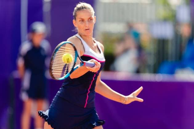 Strasbourg, France, May 16th 2022: Karolina Pliskova of Czech Republic in action during her Round of 32 Singles match of the 2022 Internationaux de Strasbourg against Marta Kostyuk of Ukraine at the Tennis Club de Strasbourg in Strasbourg, France Dan O Connor SPP 2022 Internationaux de Strasbourg - Round of 32 Singles - Karolina Pliskova v Marta Kostyuk - Tennis Club de Strasbourg 