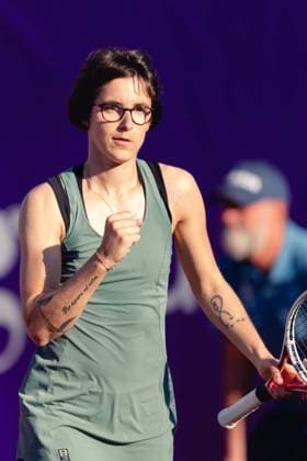 Strasbourg, France, May 16th 2022: Julie Gervais of France celebrates a point during her Round of 32 Singles match of the 2022 Internationaux de Strasbourg against Aliaksandra Sasnovich at the Tennis Club de Strasbourg in Strasbourg, France Dan O Connor SPP 2022 Internationaux de Strasbourg - Round of 32 Singles - Julie Gervais v Aliaksandra Sasnovich - Tennis Club de Strasbourg 